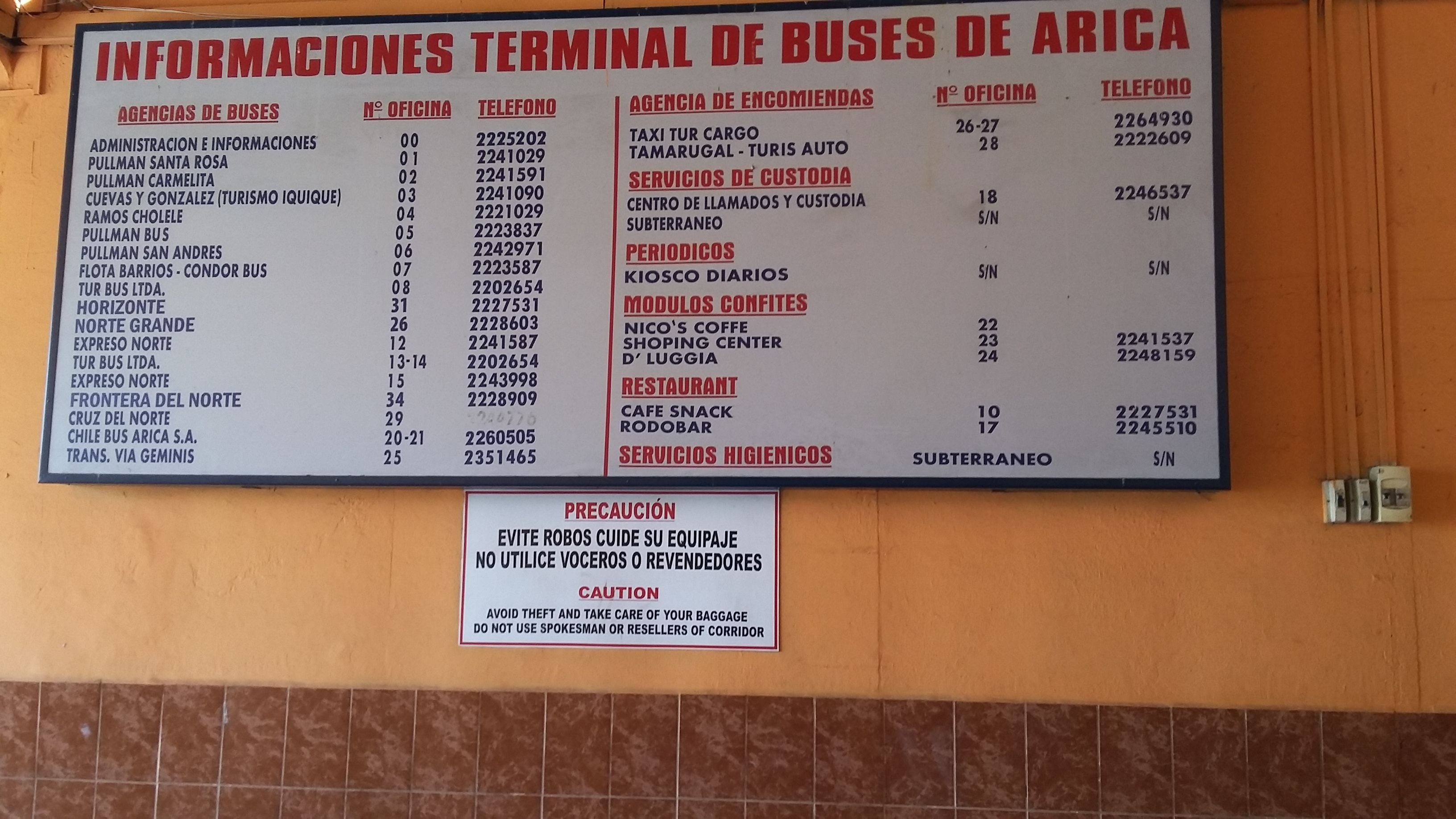 8. Compañías de autobuses disponibles en el Terminal