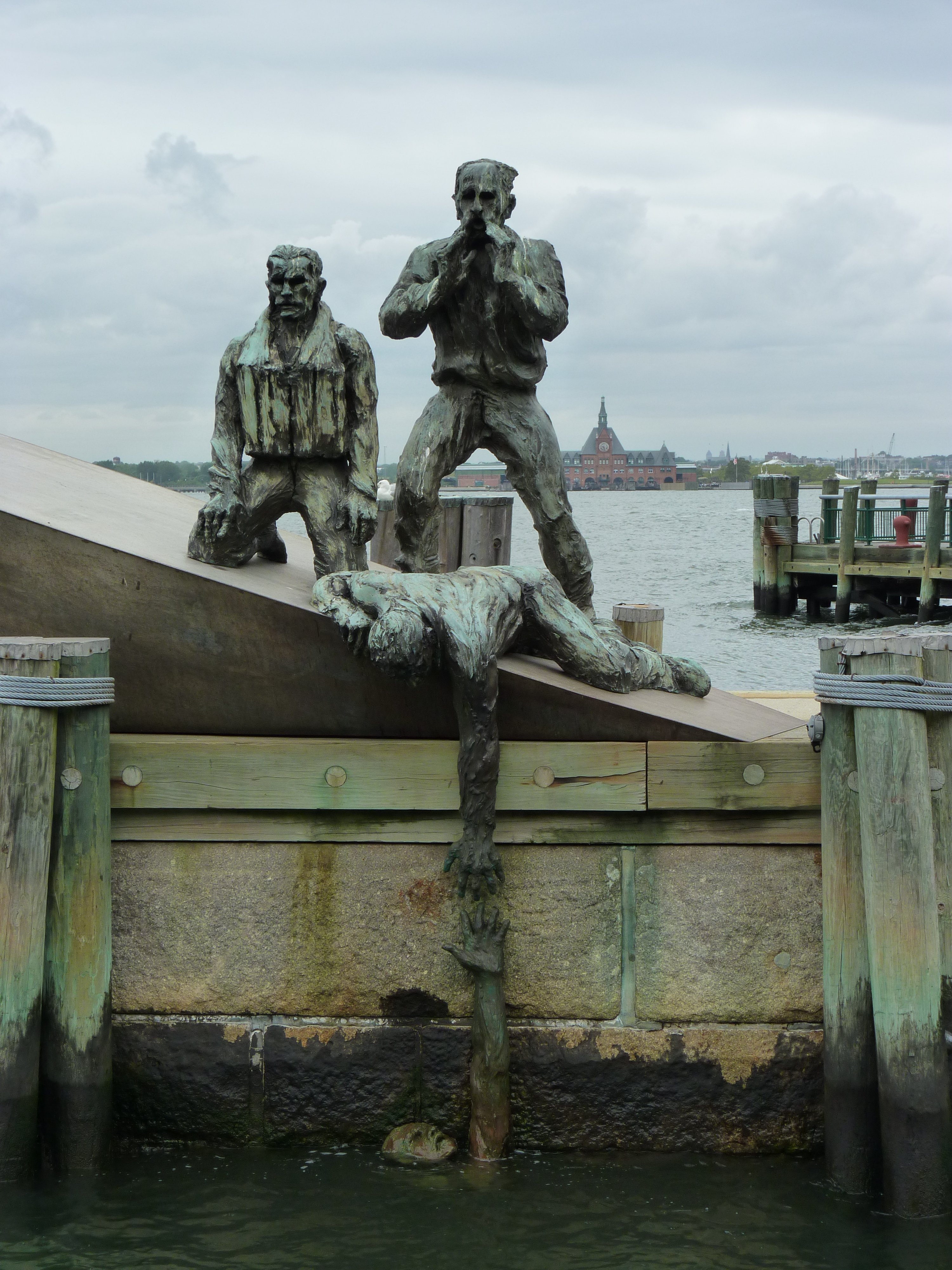 American Merchant Mariners' Memorial at Hudson River close-up, New