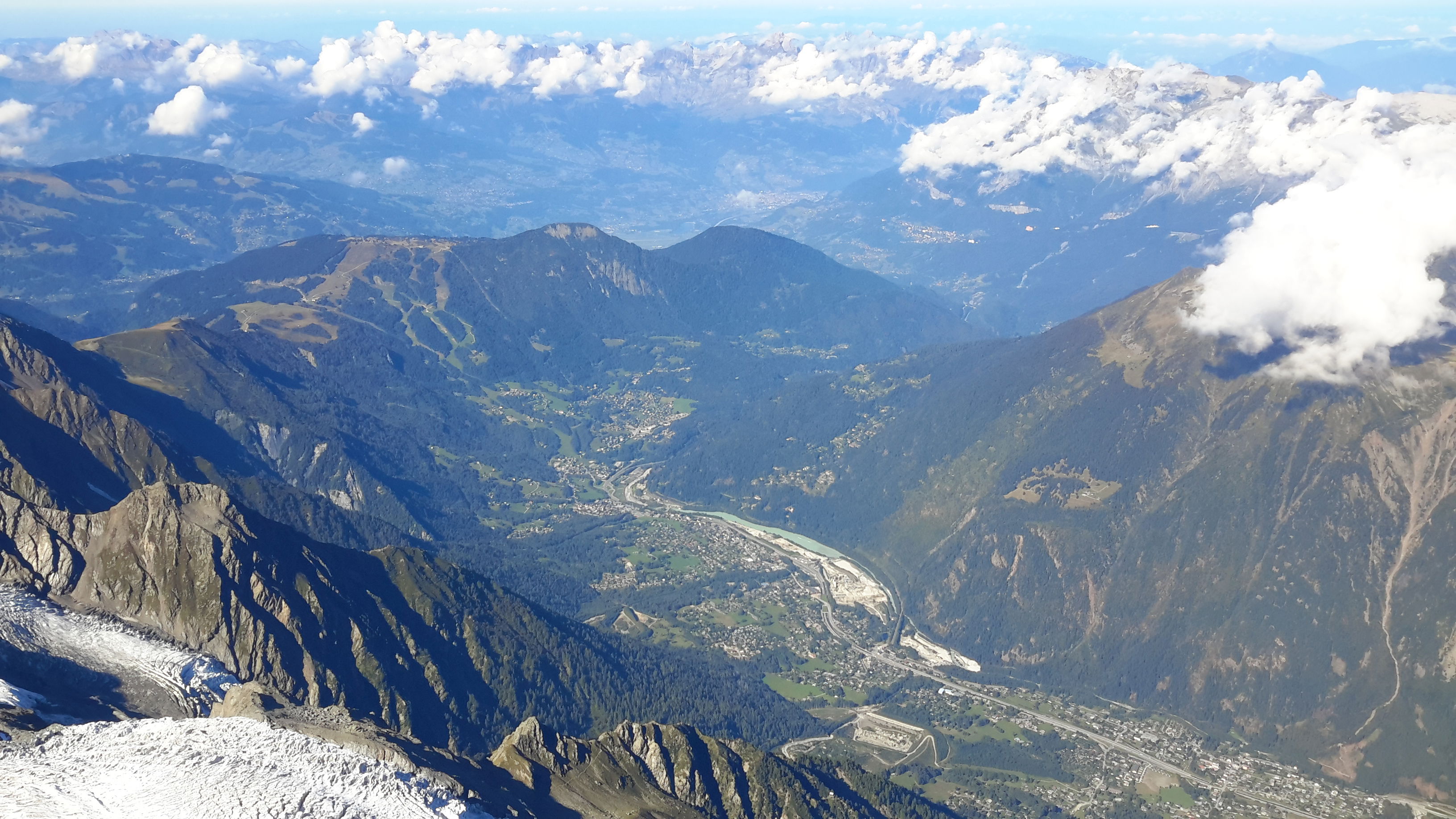 Vistas desde el teleférico de l'Aiguille du Midi